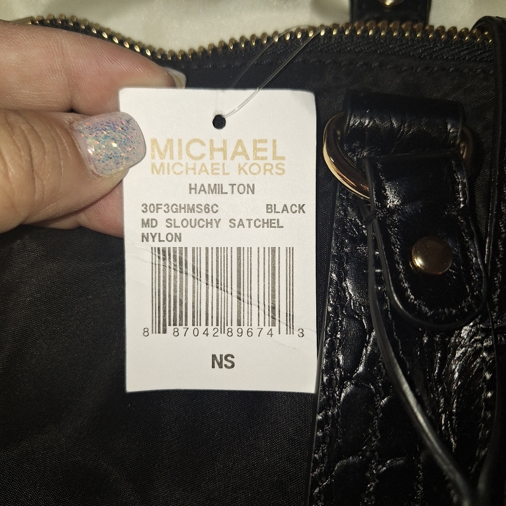 NWT Michael Kors Black Shoulder Bag & Gold Accents - Picture 6 of 9